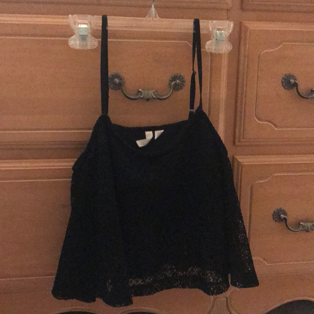 Black textured crop top with adjustable straps